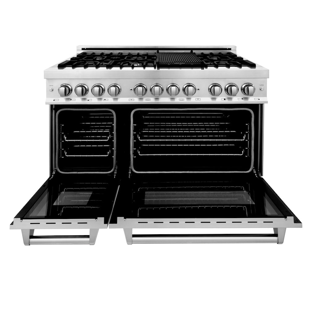 ZLINE 48 in. 6.0 cu. ft. Electric Oven and Gas Cooktop Dual Fuel Range with Griddle in Stainless Steel (RA-GR-48)