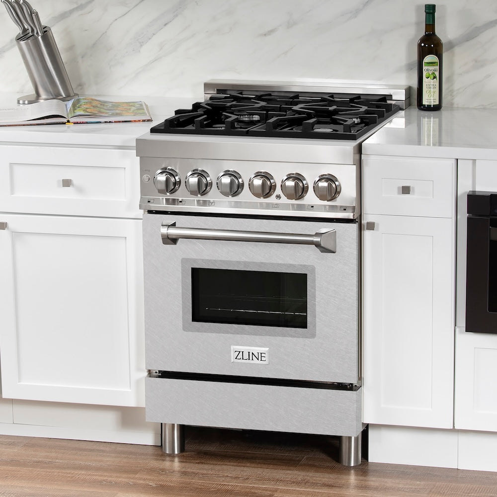 ZLINE 24 in. 2.8 cu. ft. Dual Fuel Range with Gas Stove and Electric Oven in Stainless Steel (RA24)