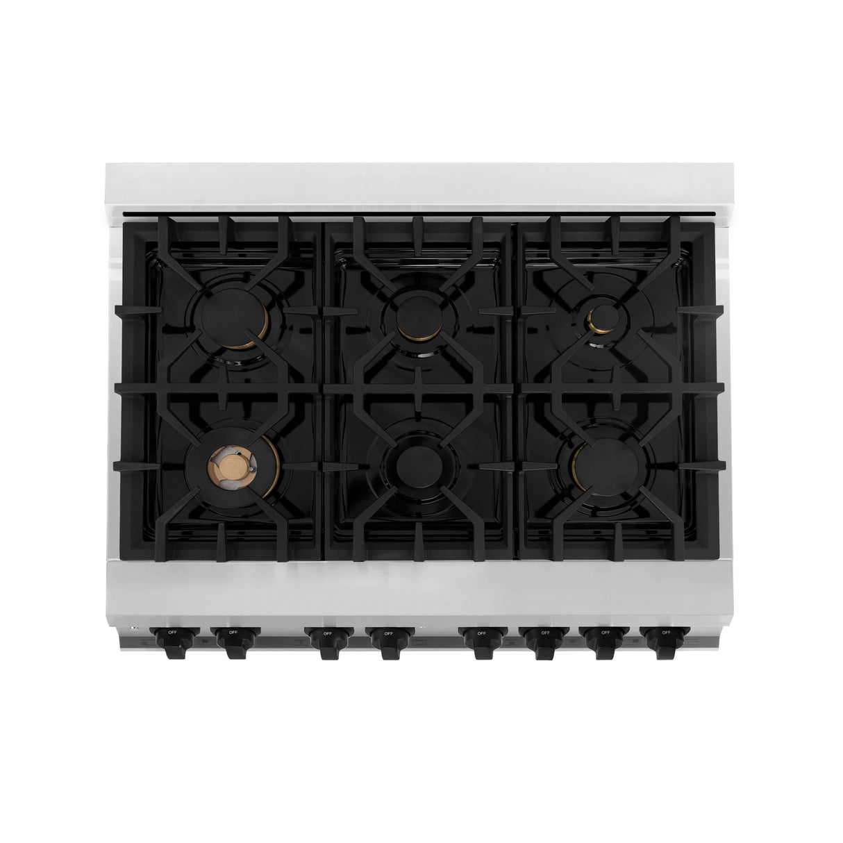 ZLINE 36 in. Autograph Edition Kitchen Package with Stainless Steel Dual Fuel Range, Range Hood, Dishwasher and Refrigeration Including External Water Dispenser with Matte Black Accents (4AKPR-RARHDWM36-MB)