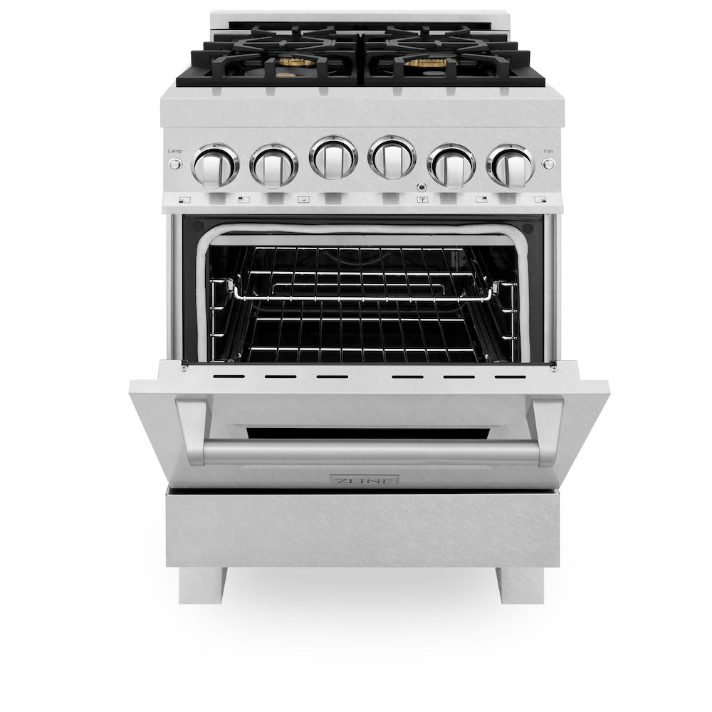 ZLINE 24 in. 2.8 cu. ft. Range with Gas Stove and Gas Oven in Fingerprint Resistant Stainless Steel with Brass Burners (RGS-SN-BR-24)