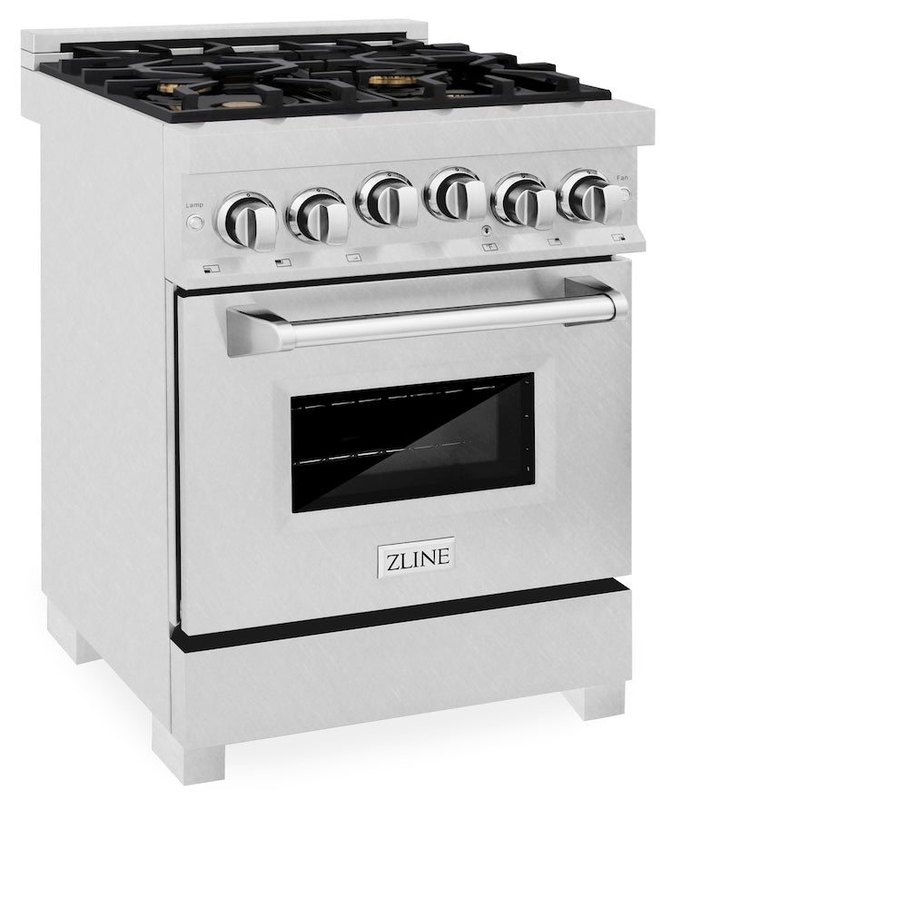 ZLINE 24 in. 2.8 cu. ft. Range with Gas Stove and Gas Oven in Fingerprint Resistant Stainless Steel with Brass Burners (RGS-SN-BR-24)