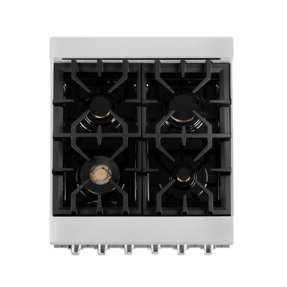 ZLINE 24 in. 2.8 cu. ft. Range with Gas Stove and Gas Oven in Fingerprint Resistant Stainless Steel with Brass Burners (RGS-SN-BR-24)
