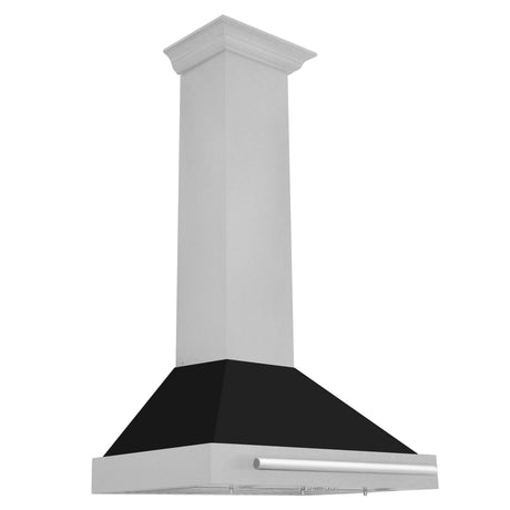 ZLINE 30 in. Fingerprint Resistant Stainless Steel Range Hood with Stainless Steel Handle and Black Matte Shell