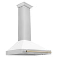 ZLINE 36 in. Autograph Edition Stainless Steel Range Hood with White Matte Shell and Gold Accents (KB4STZ-WM36)