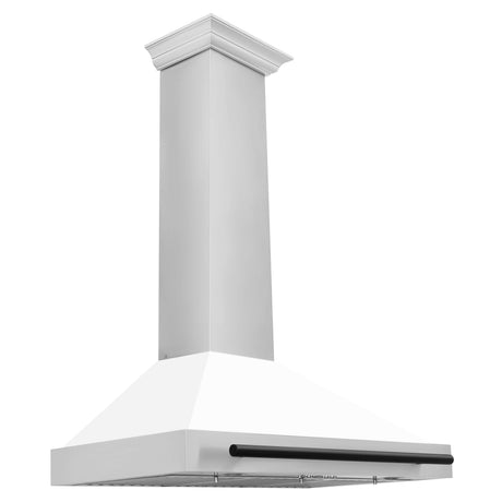 ZLINE 36 in. Autograph Edition Stainless Steel Range Hood with White Matte Shell and Matte Black Accents (KB4STZ-WM36)