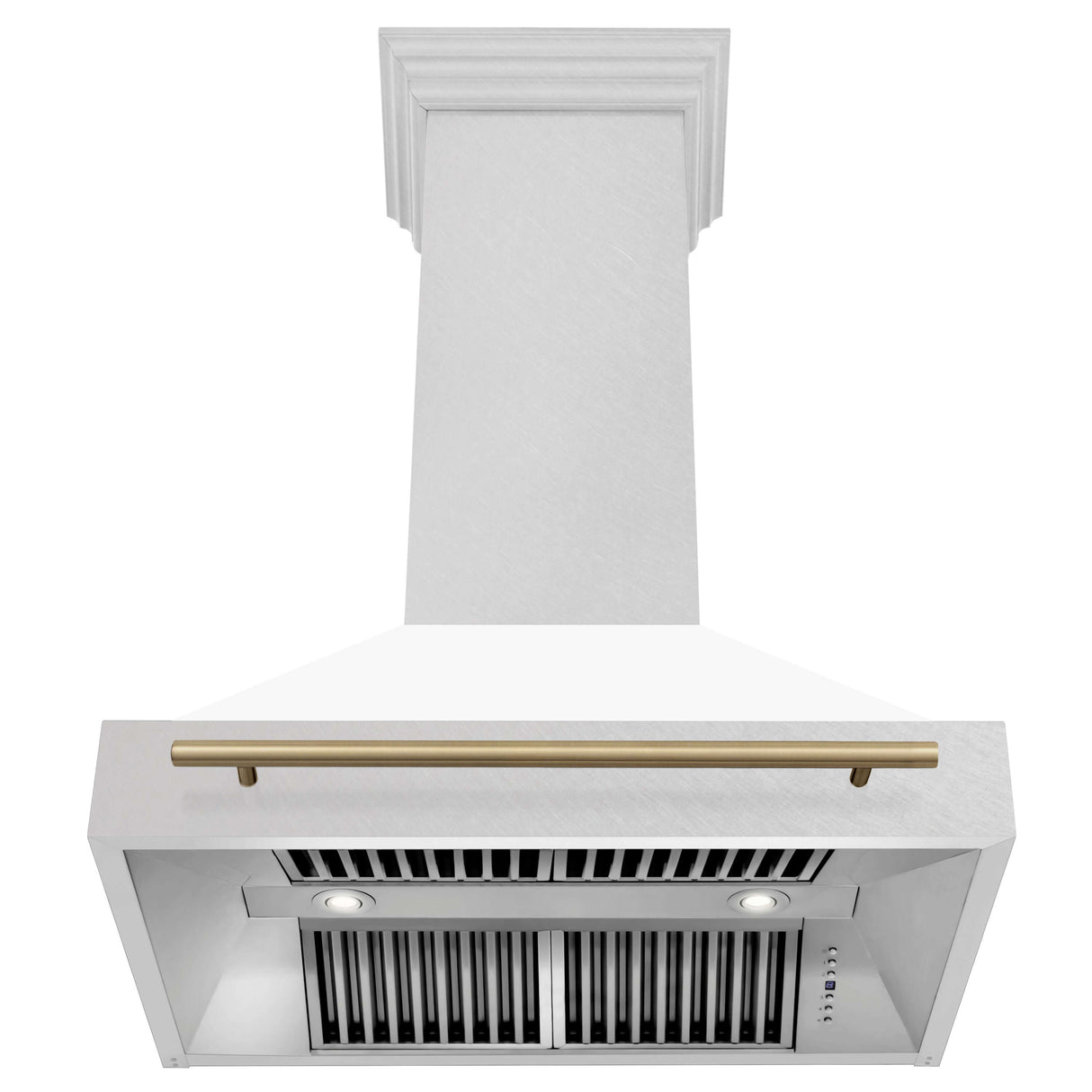 36 in. ZLINE Autograph Edition Fingerprint Resistant Stainless Steel Range Hood with White Matte Shell and Accented Handle (8654SNZ-WM36)