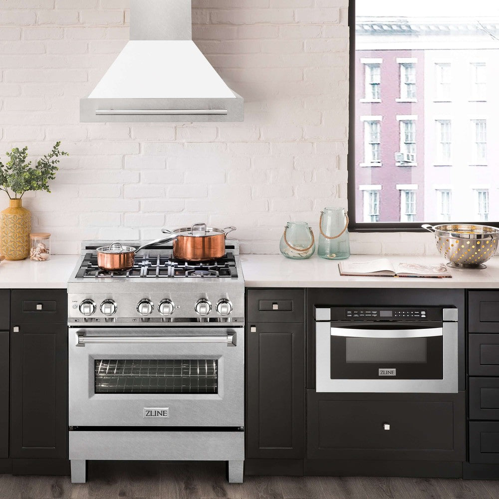 ZLINE 30 in. Fingerprint Resistant Stainless Steel Range Hood with Color Shell Options (8654SNX-30)