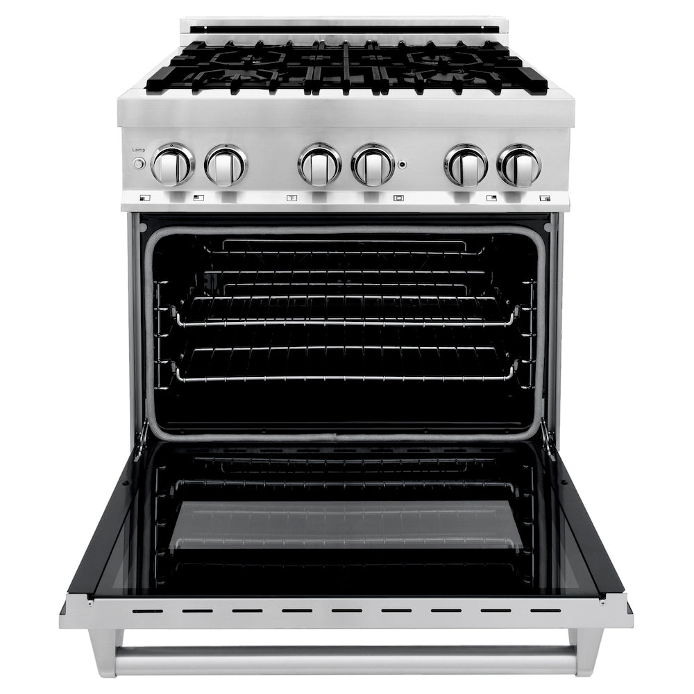 ZLINE 30 in. 4.0 cu. ft. Electric Oven and Gas Cooktop Dual Fuel Range with Griddle in Stainless Steel (RA-GR-30)