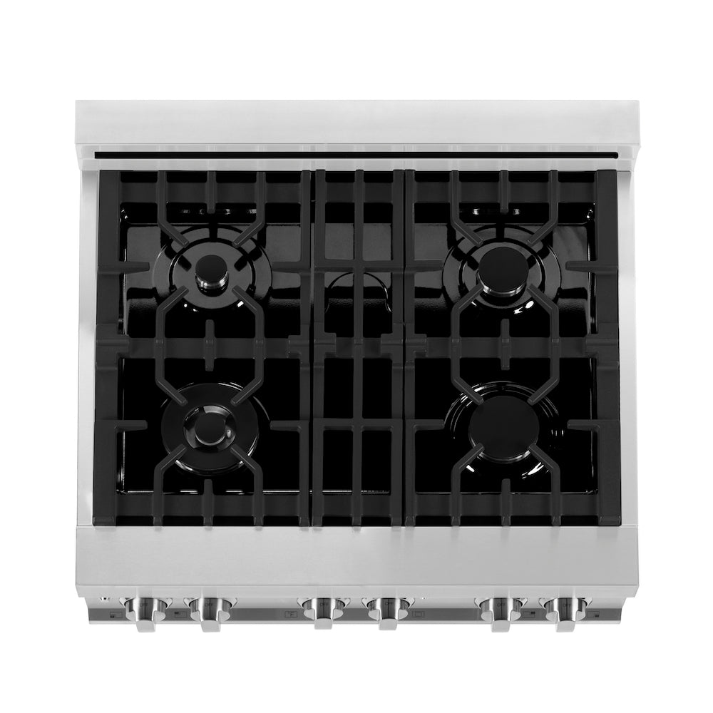 ZLINE 30 in. 4.0 cu. ft. Electric Oven and Gas Cooktop Dual Fuel Range with Griddle in Stainless Steel (RA-GR-30)