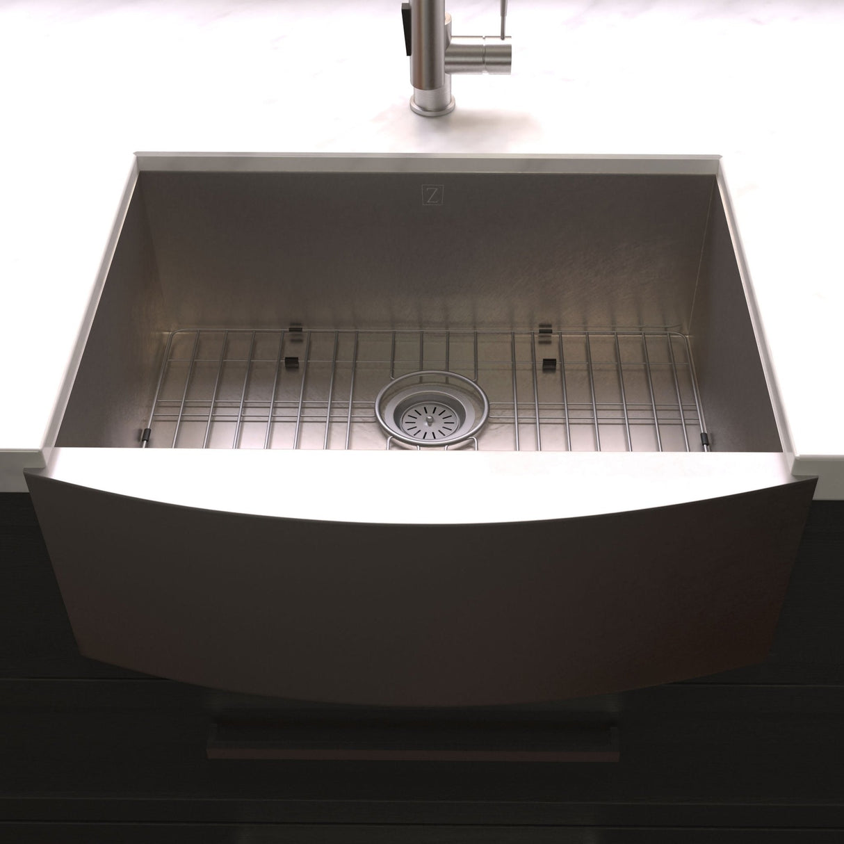 ZLINE 33 in. Vail Farmhouse Apron Mount Single Bowl Kitchen Sink with Bottom Grid (SAS-33)