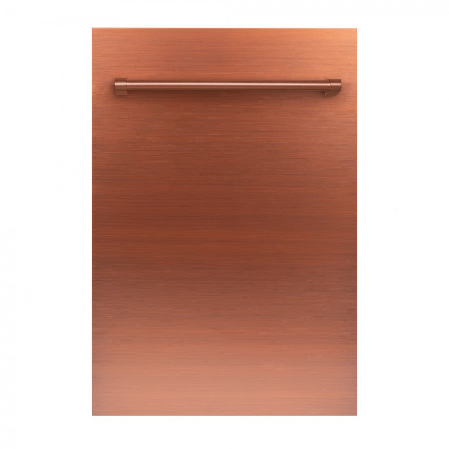 ZLINE 18 in. Compact Top Control Dishwasher with Copper Panel and Traditional Handle, 52dBa (DW-C-H-18)