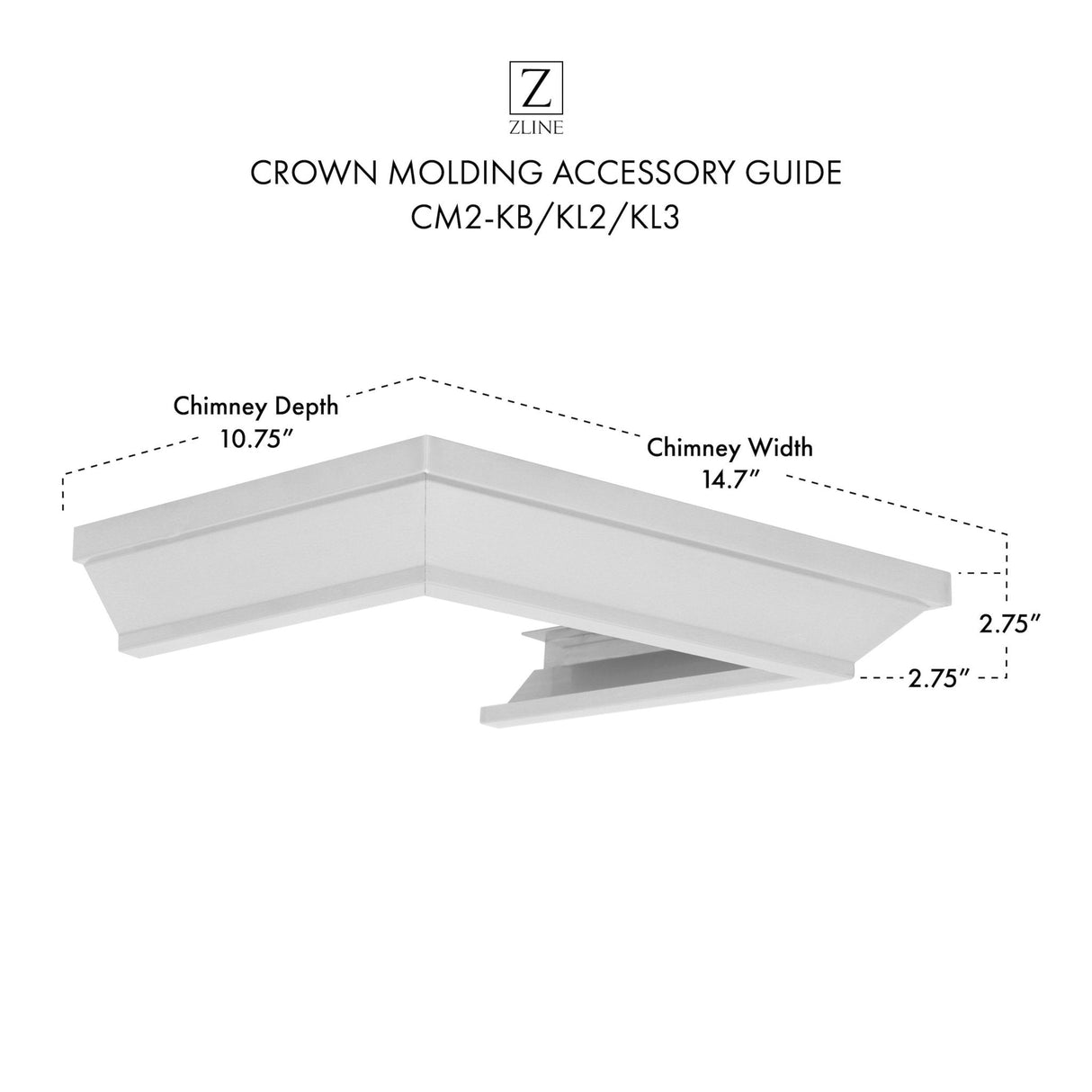 ZLINE Crown Molding 2 For Wall Range Hoods (CM2-KB/KL2/KL3)