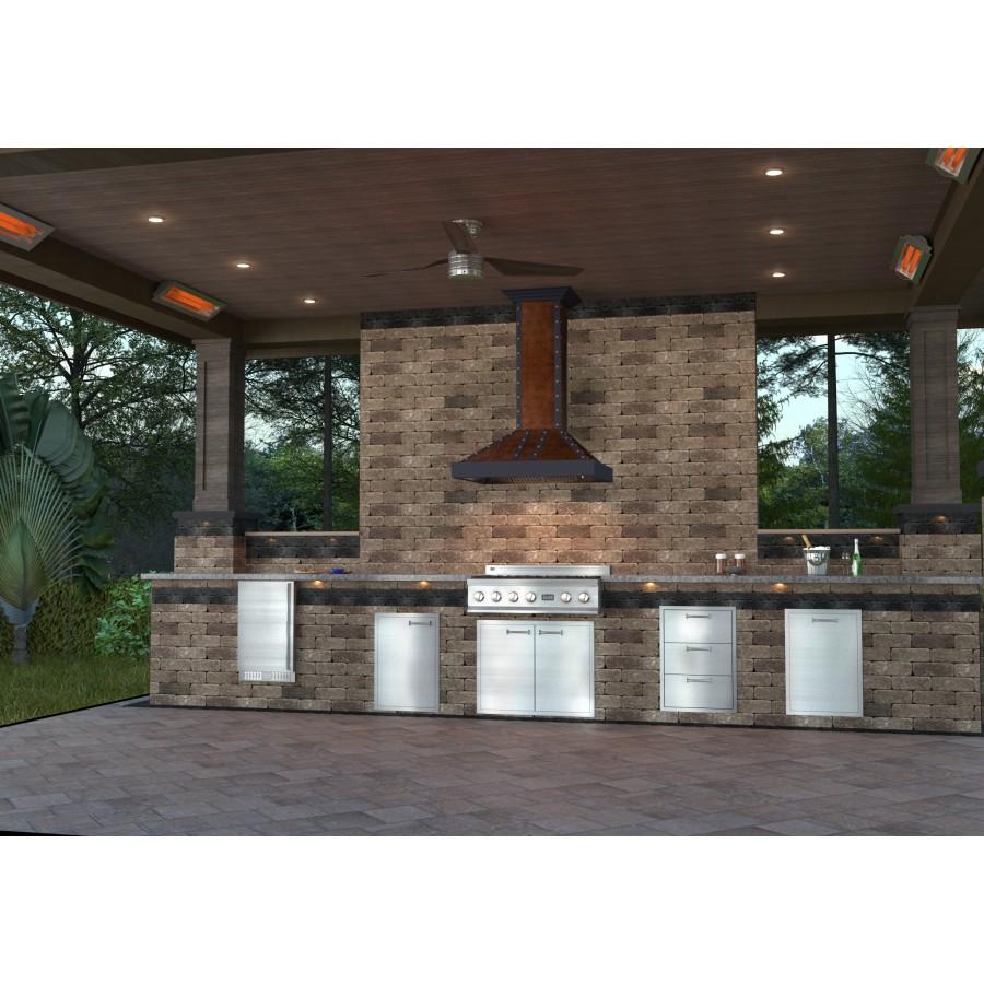 ZLINE Designer Series Wall Mount Range Hood in Hand-Hammered Copper with Oil-Rubbed Bronze Details (655-HBBBB)