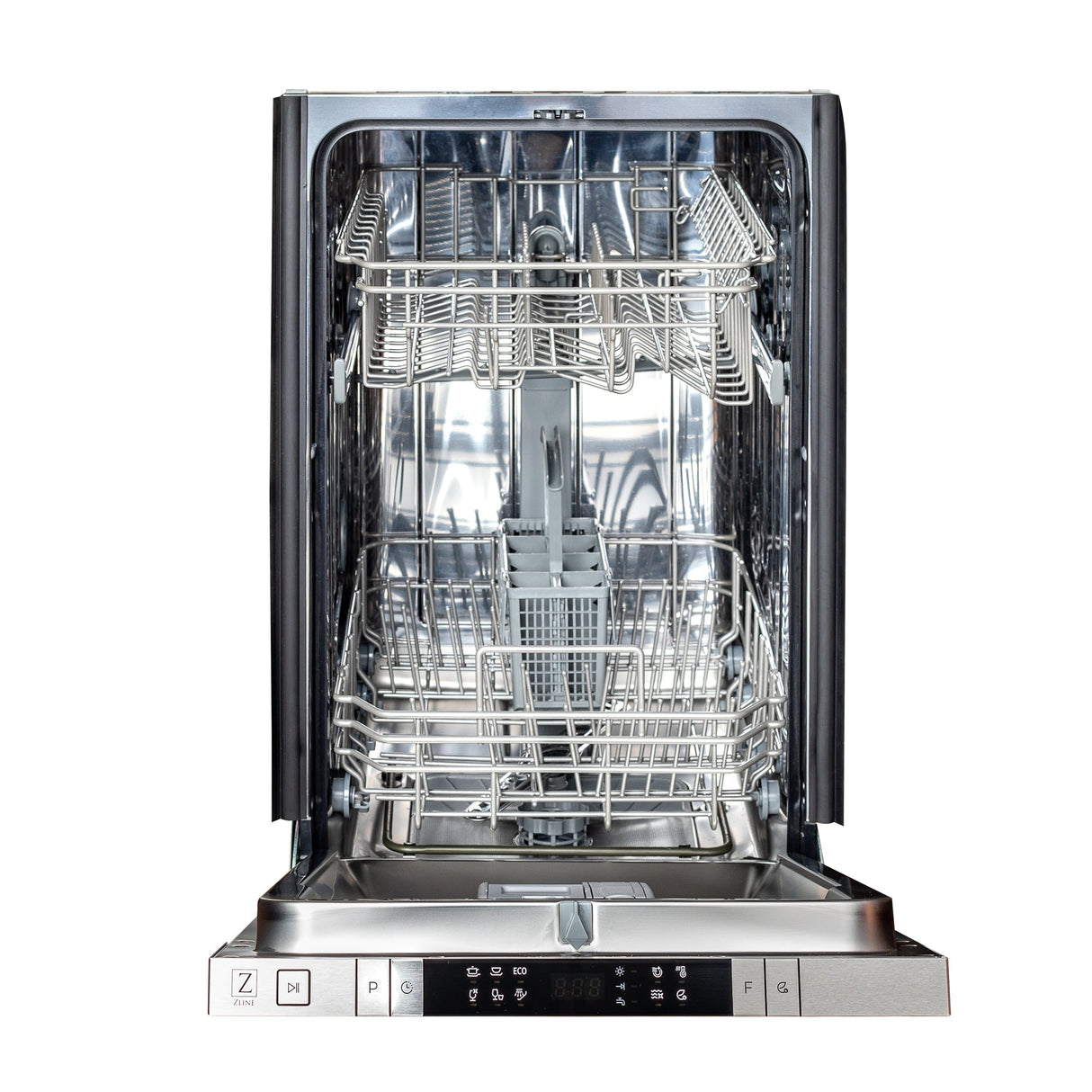 ZLINE 18 in. Compact Top Control Dishwasher with Red Matte Panel and Traditional Handle, 52dBa (DW-RM-18)