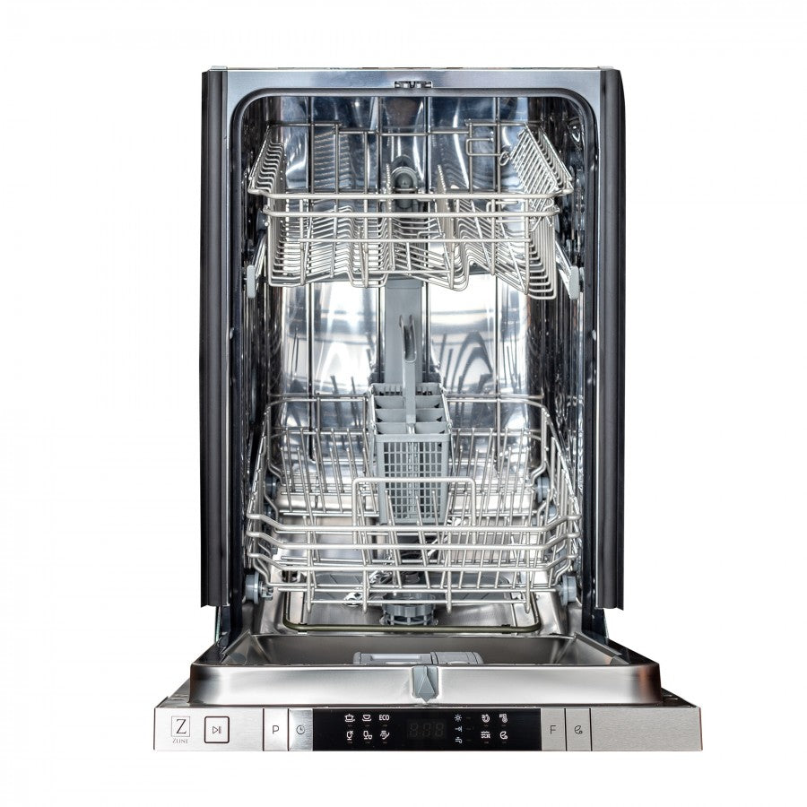 ZLINE 18 in. Compact Top Control Dishwasher with Unfinished Wooden Panel and Traditional Handle, 52dBa (DW-UF-H-18)