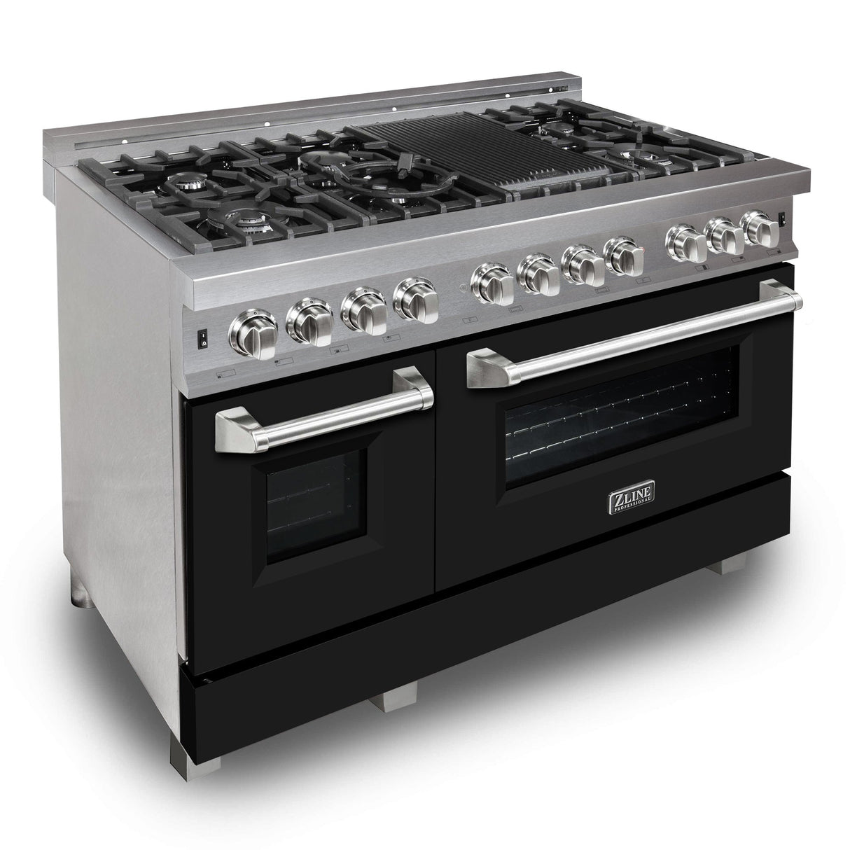 ZLINE 36 in. Professional Dual Fuel Range in Fingerprint Resistant Stainless Steel with Black Matte Door(RAS-BLM-48)