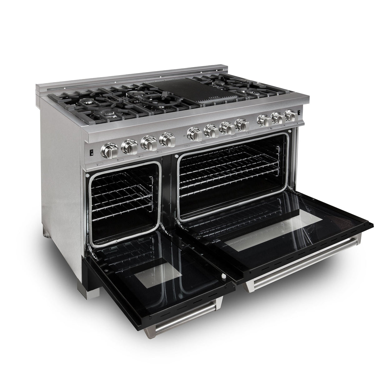 ZLINE 36 in. Professional Dual Fuel Range in Fingerprint Resistant Stainless Steel with Black Matte Door(RAS-BLM-48)