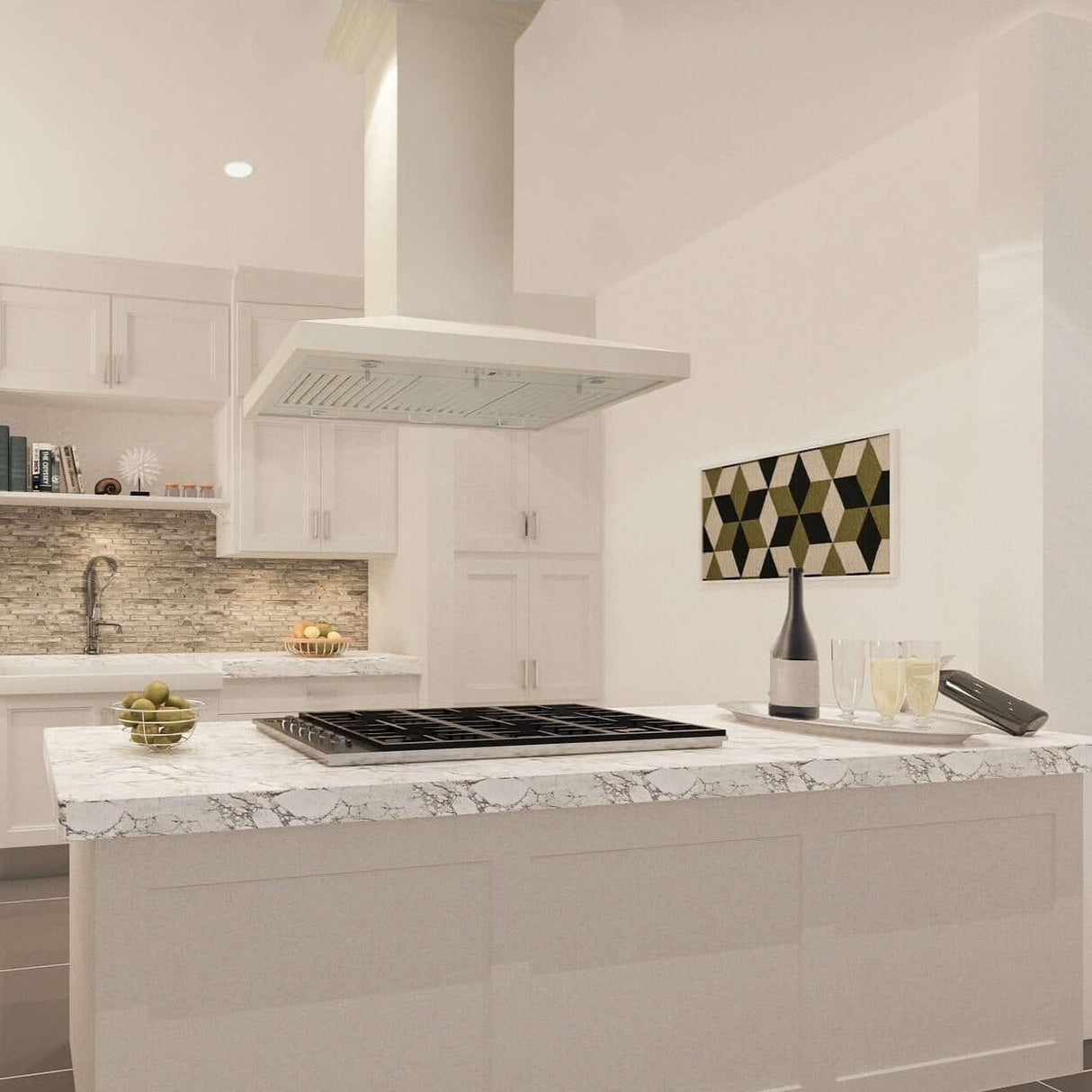 ZLINE Wooden Island Mount Range Hood in Cottage White (KBiTT)