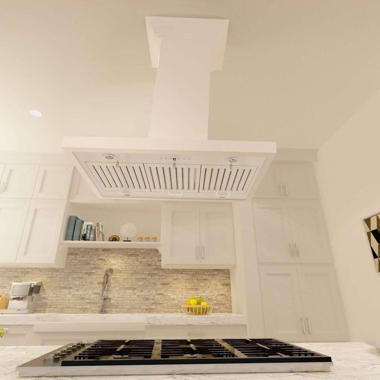 ZLINE Wooden Island Mount Range Hood in Cottage White (KBiTT)