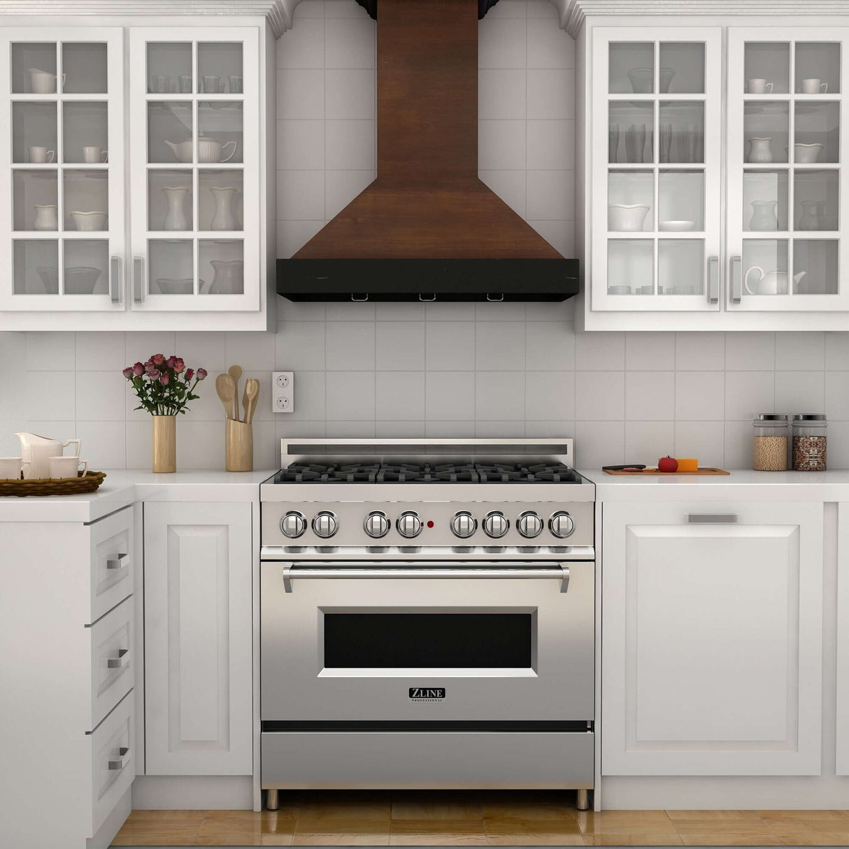 ZLINE 30 in. Convertible Vent Wooden Wall Mount Range Hood in Antigua and Walnut (KBAR-30)