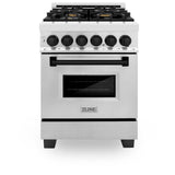 ZLINE Autograph Edition 24 in. 2.8 cu. ft. Dual Fuel Range with Gas Stove and Electric Oven in Stainless Steel with Matte Black Accents (RAZ-24-MB)