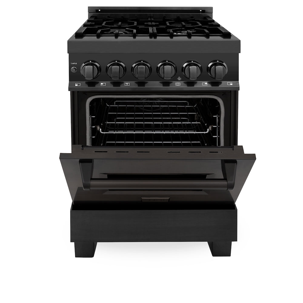 ZLINE 24 in. Professional Dual Fuel Range in Black Stainless Steel (RAB-24)