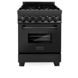 ZLINE 24 in. Professional Dual Fuel Range in Black Stainless Steel (RAB-24)