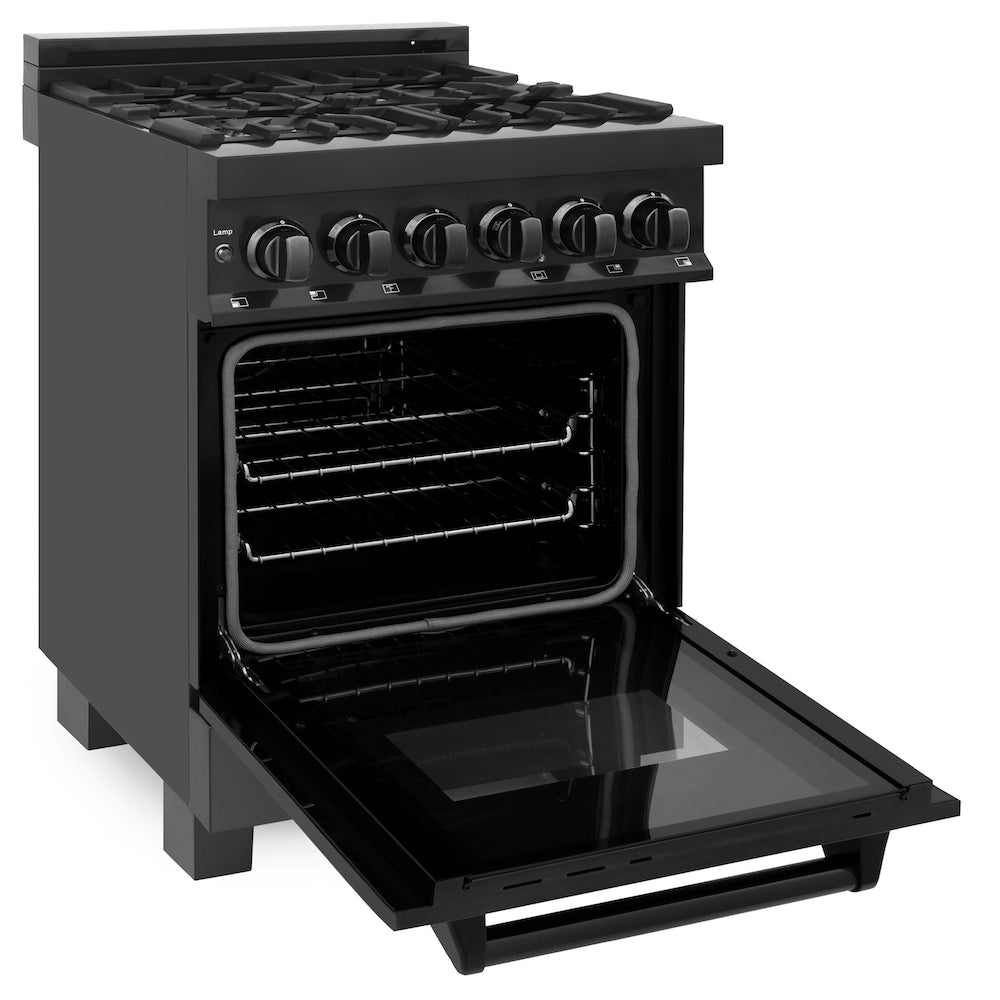 ZLINE 24 in. Professional Dual Fuel Range in Black Stainless Steel (RAB-24)