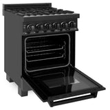 ZLINE 24 in. Professional Dual Fuel Range in Black Stainless Steel (RAB-24)