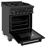 ZLINE 24 in. 2.8 cu. ft. Range with Gas Stove and Gas Oven in Black Stainless Steel with Brass Burners (RGB-24)