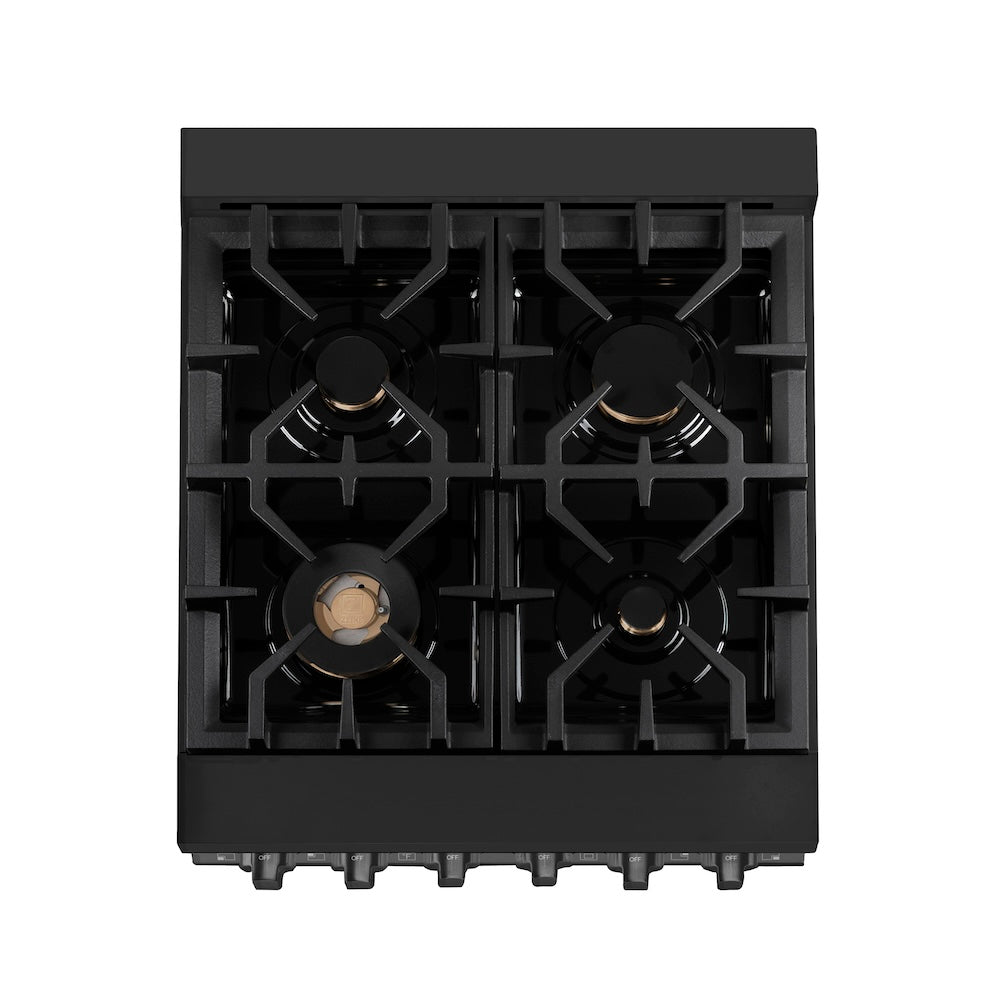 ZLINE 24 in. 2.8 cu. ft. Range with Gas Stove and Gas Oven in Black Stainless Steel with Brass Burners (RGB-24)