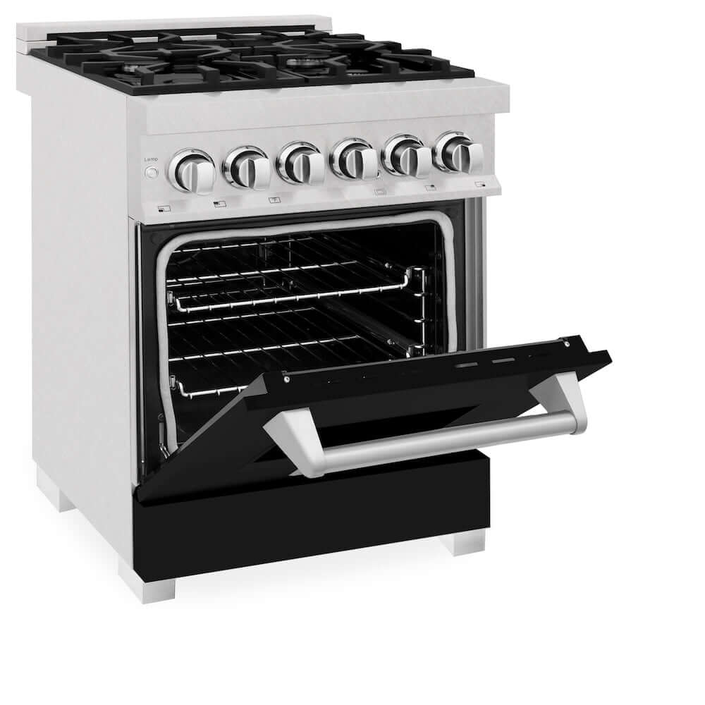 ZLINE 24 in. Professional Dual Fuel Range in Fingerprint Resistant Stainless Steel with Black Matte Door (RAS-BLM-24)