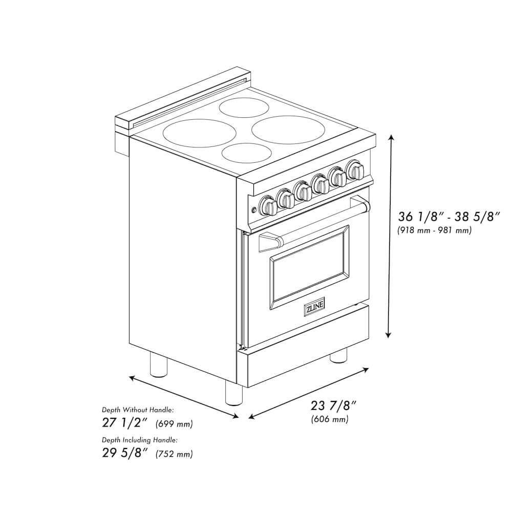 ZLINE 24 in. 2.8 cu. ft. Induction Range with a 4 Element Stove and Electric Oven in Black Matte (RAINDS-BLM-24)