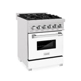 ZLINE 24 in. 2.8 cu. ft. Dual Fuel Range with Gas Stove and Electric Oven in Fingerprint Resistant Stainless Steel and White Matte Door (RAS-WM-24)