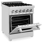 ZLINE 24 in. 2.8 cu. ft. Dual Fuel Range with Gas Stove and Electric Oven in Stainless Steel with Brass Burners (RA-BR-24)