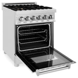 ZLINE 24 in. 2.8 cu. ft. Dual Fuel Range with Gas Stove and Electric Oven in Stainless Steel with Brass Burners (RA-BR-24)