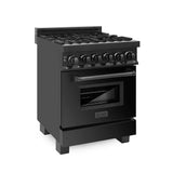 ZLINE 24 in. Professional Dual Fuel Range in Black Stainless Steel (RAB-24)