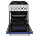 ZLINE 24 in. Professional Dual Fuel Range in Fingerprint Resistant Stainless Steel with Blue Matte Door (RAS-BM-24)