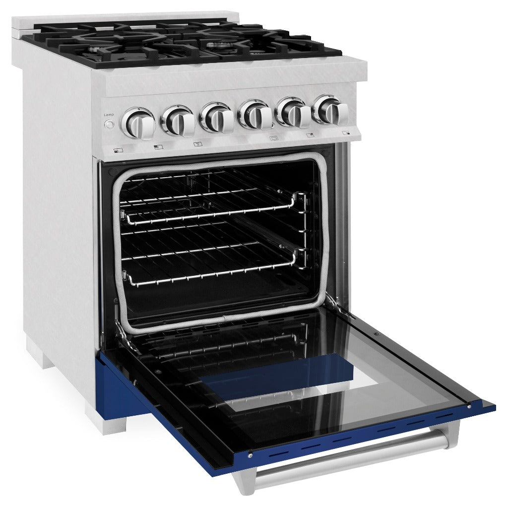 ZLINE 24 in. Professional Dual Fuel Range in Fingerprint Resistant Stainless Steel with Blue Matte Door (RAS-BM-24)