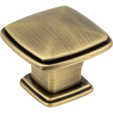 Square Milan 1 Cabinet Knob by Jeffrey Alexander - Brushed Antique Brass