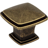 Square Milan 1 Cabinet Knob by Jeffrey Alexander - Distressed Antique Brass