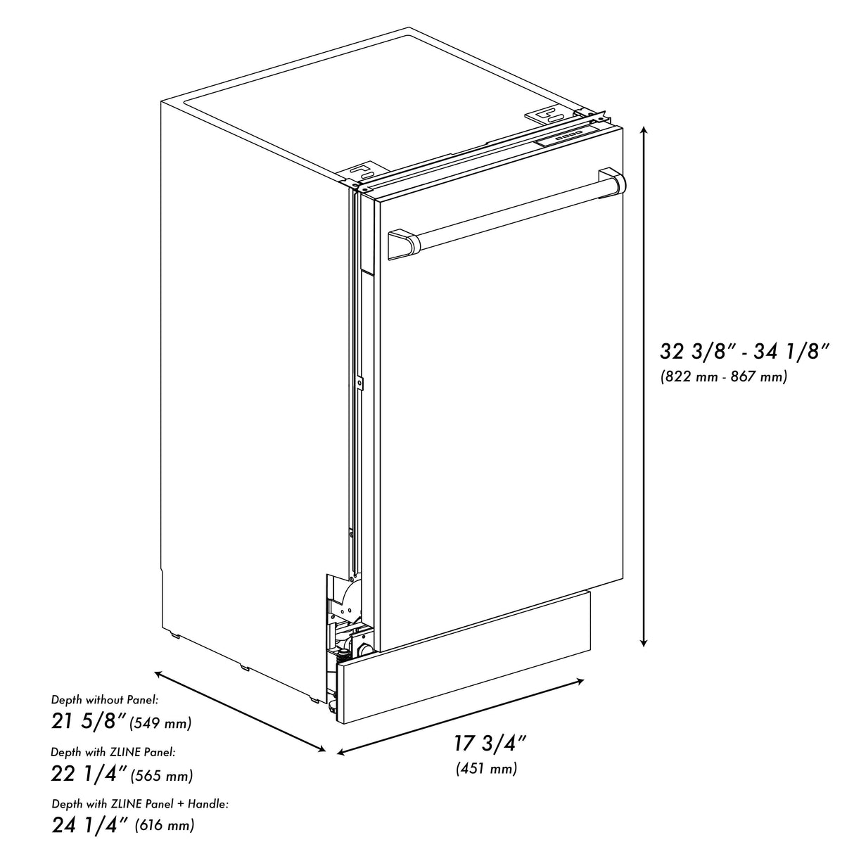 ZLINE 18 in. Tallac Series 3rd Rack Top Control Dishwasher in a Stainless Steel Tub with Red Matte Panel, 51dBa (DWV-RM-18)