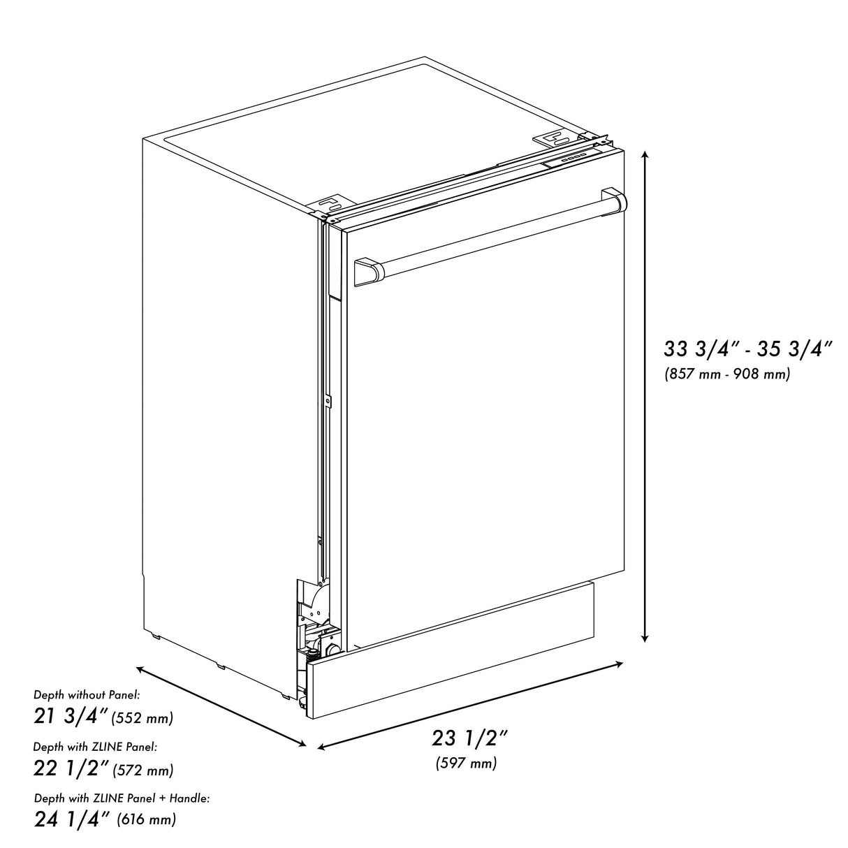 ZLINE 24" Tallac Series 3rd Rack Dishwasher with Blue Matte Panel and Traditional Handle, 51dBa (DWV-BM-24)