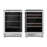 ZLINE Autograph Edition Kitchen Package with 24 in. Wine Cooler and 24 in. Beverage Fridge with Matte Black Accents (2AKP-RBV-RWV-MB)