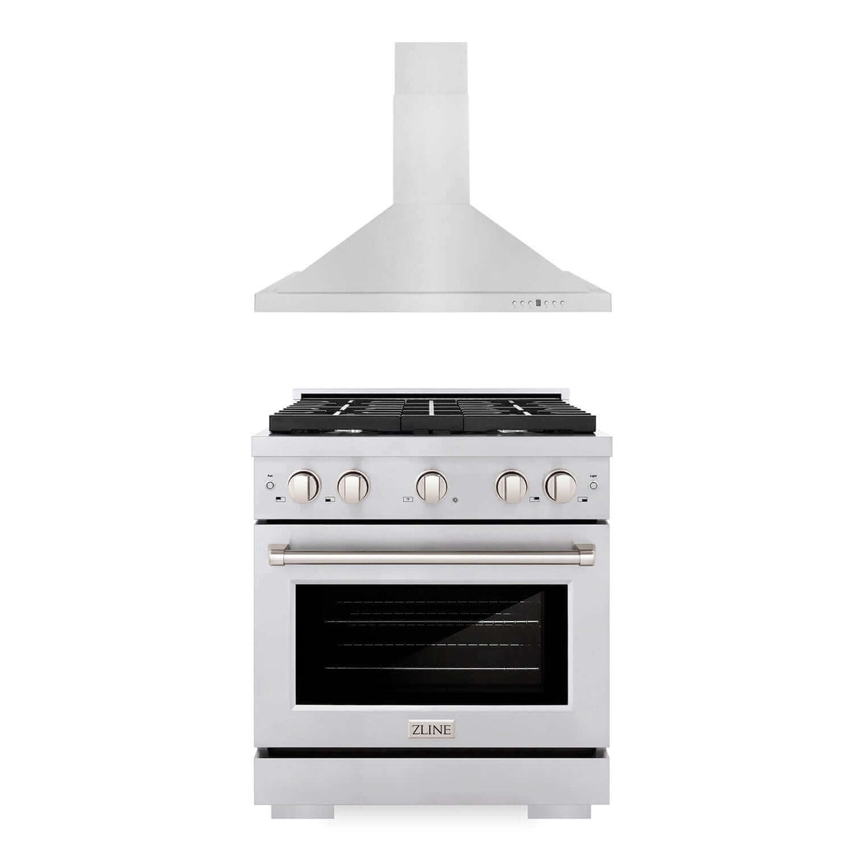 ZLINE 30 in. Kitchen Package with Stainless Steel Gas Range and Convertible Vent Range Hood (2KP-SGRRH30)