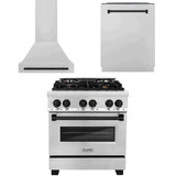 ZLINE 30 in. Autograph Edition Kitchen Package with Stainless Steel Dual Fuel Range and Range Hood with Matte Black Accents (3AKP-RARHDWM30-MB)