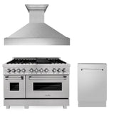 ZLINE 48 in. Kitchen Package with DuraSnow® Stainless Steel Dual Fuel Range, Ducted Vent Range Hood and Tall Tub Dishwasher (3KP-RASRH48-DWV)