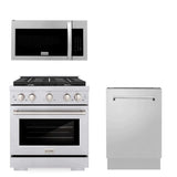 ZLINE 30 in. Kitchen Package with Stainless Steel Gas Range, Modern Over-the-Range Microwave and Tall Tub Dishwasher (3KP-SGROTR30-DWV)