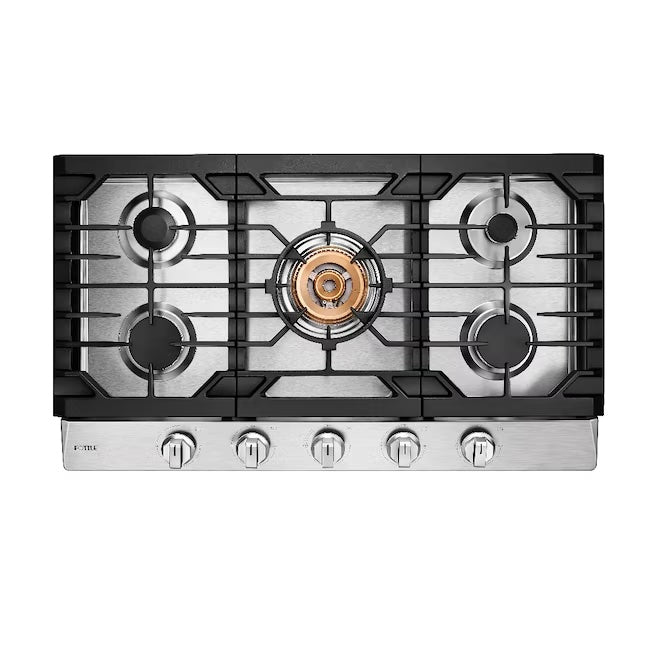 Fotile Tri-Ring Series 36 in. Gas Cooktop with 5 Burners in Stainless Steel (GLS36502)