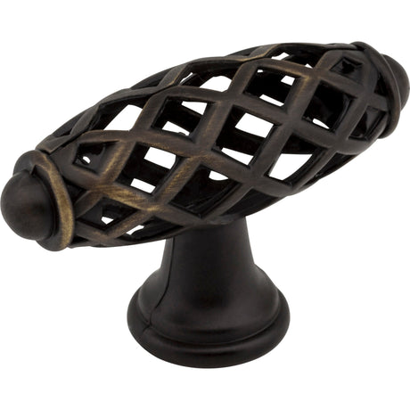 Birdcage Tuscany Cabinet "T" Knob by Jeffrey Alexander - Antique Brushed Satin Brass